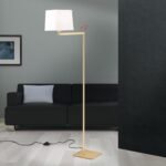 Lampadar CARTLON, cu montare rotativă cu abajur textil, E27 1x40W otel finisaj alama periata, 127cm IP20 ORION