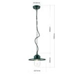 Pendul pentru exterior EDWARD, E27 1x60W aluminiu finisaj verde inaltime 100cm IP44 ORION - imagine 6