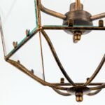 Pendul în formă de felinar MANTO, cu abajur din sticla clar, E14 3x60W otel finisaj auriu antic, 65x115cm IP20 ORION - imagine 3