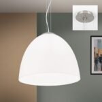Pendul CONE, E27 1x60W, otel finisaj crom satinat, abajur sticlă de culoarea Alaska, 122cm IP20 ORION - imagine 2