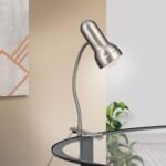 Lampa de masa spot WILHELM cu clema de prindere, E27 1x40W otel finisaj crom satinat, 23cm IP20 ORION