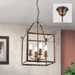 Pendul în formă de felinar FRANCO, cu abajur din sticla clar, E14 4x60W otel finisaj auriu antic, 39x89cm IP20 ORION - imagine 2
