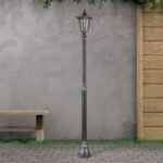 Lampadar pentru exterior HERMINE,  E27 1x60W aluminiu finisaj negru/argintiu, geam fumuriu inaltime 211cm IP43 ORION - imagine 3