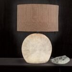Lampa de masa ETHNO cu abajur oval de in, E27 1x60W ceramica finisaj  maro, 52cm IP20 ORION - imagine 3