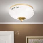 Plafoniera LANDHOUS, cu abajur din sticla opal-lucios-verde, E27 1x60W otel finisaj alama periata, 21cm IP20 ORION - imagine 2