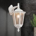 Aplica pentru exterior PUCHBERG in jos,  E27 1x60W aluminiu finisaj alb/auriu, geam fumuriu inaltime 45cm IP44 ORION