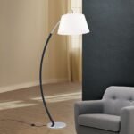 Lampadar PHILIPP,inaltime reglabila cu abajur de in, E27 1x60W otel finisaj crom - negrut, 162-192cm IP20 ORION - imagine 3