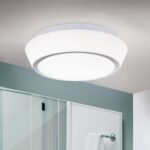 Plafoniera TENA, cu abajur din sticlă opal mat, E27 2x40W otel finisaj crom, 30cm IP44 ORION