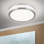 Plafoniera LED NEDO, cu abajur din sticlă acrilica opal mat cu décor din aluminiu, LED 16W/770lm/3000K otel finisaj alb, 30cm IP20 ORION - imagine 3