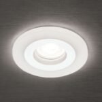 Spot fix rotund GLOW cu inel din sticlă acrilică GU10 1x35W otel finisaj alb 11cm IP20 ORION