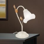 Veioza SISI, cu abajur din sticla opal-mat, E14 1x40W otel finisaj fildes-auriu, 33cm IP20 ORION - imagine 2