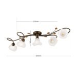 Plafoniera SISI, cu abajur din sticla opal-mat, E14 5x40W otel finisaj antic, 95cm IP20 ORION - imagine 5