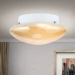 Lampă de Tavan Dream, E27 1x25W, Cadru Alama Solida, Abajur Auriu-Gheață, Diametru 19,5 cm, Orion - imagine 2