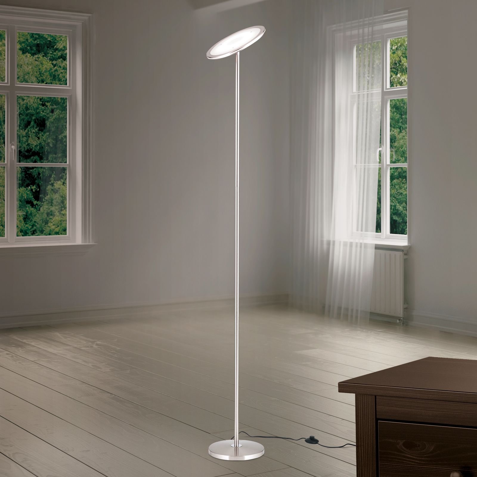 aHR0cHM6Ly93d3cub3Jpb25sZXVjaHRlbi5hdC9tZWRpYS9iNC8wYi8wYy8xNjQ4NTcwNTI3LzEyMC4xMTgyLTAxXzAxX24yLmpwZw-1 Lampadar LED OSCAR, cu cap mobil, 183cm, LED 36W/2500lm/3000K otel finisaj crom satinat IP20 ORION - imagine 1