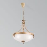 Suspensie ROCCA, cu abajur din sticla opal mat, E27 3x60W otel finisaj bronz, 42x120cm IP20 ORION - imagine 2
