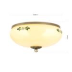 Plafoniera LANDHOUS, cu abajur din sticla crem-sampanie-verde, E27 2x60W otel finisaj alama antica, 28cm IP20 ORION - imagine 5