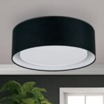 Plafoniera MARS cu abajur de in, E27 3x40W, otel finisaj negru, 50cm IP20 ORION - imagine 4