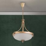 Suspensie ROCCA, cu abajur din sticla opal mat, E27 3x60W otel finisaj bronz, 42x120cm IP20 ORION - imagine 3