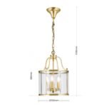 Pendul în formă de felinar BRUNO, cu abajur din sticla clar, E14 3x60W otel finisaj bronz, 38x120cm IP20 ORION - imagine 5