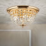 Plafoniera din cristal PLAFOND, 47cm 6xE27/40W cristal Asfour, cadru otel finisaj alama aurie IP20 ORION