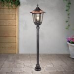 Lampadar pentru exterior HERMINE,  E27 1x60W aluminiu finisaj negru/argintiu, geam fumuriu inaltime 116cm IP43 ORION - imagine 2