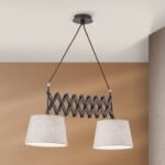 Pendul FACTORY cu abajur textil, E27 2x40W OTEL finisaj  antic, 45-110cm IP20 ORION