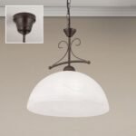 Pendul RULA, cu abajur din sticla opal mat, E27 1x60W otel finisaj antic, 31x101cm IP20 ORION - imagine 3