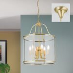 Pendul în formă de felinar BRUNO, cu abajur din sticla clar, E14 6x60W otel finisaj bronz, 56x140cm IP20 ORION - imagine 2