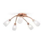 Plafoniera CARLA, cu abajur din sticlă cu model decorativ perforat, G9 5x40W otel finisaj roze-auriu, 60cm IP20 ORION