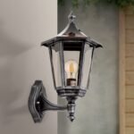 Aplica pentru exterior HERMINE in sus,  E27 1x60W aluminiu finisaj negru/argintiu, geam fumuriu inaltime 45cm IP43 ORION - imagine 3