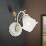 Aplica SISI, cu abajur din sticla opal-mat, E14 1x40W otel finisaj fildes-auriu, 21x13cm IP20 ORION