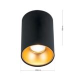 Plafoniera spot STARLIGHT, GU10 1x50W aluminiu finisaj negru-auriu, 14x9.6cm IP20 ORION - imagine 5