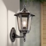 Aplica pentru exterior HERMINE in sus,  E27 1x60W aluminiu finisaj negru/argintiu, geam fumuriu inaltime 45cm IP43 ORION