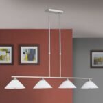Suspensie GRADO, cu abajur din sticlă opal mat, E27 4x40W otel finisaj crom satinat, 67-108cm IP20 ORION - imagine 3