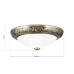 Plafoniera Vintage design rustic PANKOK E14 2x40W Rama cu Modele din Fier Forjat Subtire si Abajur Sticla Mat 28cm IP20 ORION - imagine 5