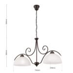 Suspensie RULA, cu abajur din sticla opal mat, E27 2x60W otel finisaj antic, 39x89cm IP20 ORION - imagine 5