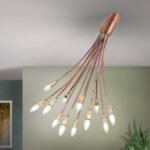 Plafoniera COPPY, E14 12x40W fara bec, cupru masiv, 80cm IP20 ORION
