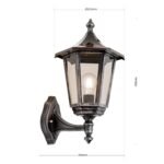 Aplica pentru exterior HERMINE in sus,  E27 1x60W aluminiu finisaj negru/argintiu, geam fumuriu inaltime 45cm IP43 ORION - imagine 5
