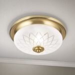 Plafoniera PORTO, cu abajur din sticlă satinată cu tăietură diamantată, E27 1x40W otel finisaj bronz, 28cm IP20 ORION - imagine 3