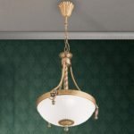 Suspensie ROCCA, cu abajur din sticla opal mat, E27 3x60W otel finisaj bronz, 32x120cm IP20 ORION