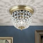 Plafoniera din cristal PLAFOND, 26cm 1xE27/40W cristal Asfour, cadru otel finisaj alama antica IP20 ORION - imagine 3