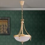 Suspensie ROCCA, cu abajur din sticla opal mat, E27 3x60W otel finisaj bronz, 32x120cm IP20 ORION - imagine 2