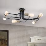 Plafoniera JAILHOUSE, E27 6x40W fara bec, otel finisaj negru patinat, 58cm IP20 ORION