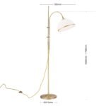 Lampadar OLD LAMP reglabil, cu abajur din sticla opal mat, E27 1x40W otel finisaj alama antica, 155-170cm IP20 ORION - imagine 6