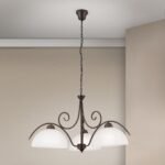 Pendul în formă de felinar MANTO, cu abajur din sticla clar, E14 3x60W otel finisaj auriu antic, 65x115cm IP20 ORION