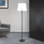 Lampadar LUDWIG, cu abajur de in, E27 1x40W otel finisaj negru, 157cm IP20 ORION
