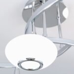 Plafoniera SNOWWHITE, 6 lampi G9, otel finisaj crom, abajur sticla opal, diametrul 71.5cm ORION - imagine 4