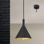 Pendul GUNDA, 150cm 1xE14/40W, cadru aluminiu finisaj negru-auriu IP20 ORION - imagine 6