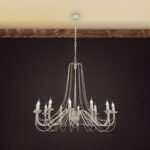 Candelabru VELA, E14 12x40W otel finisaj antic fildes-auriu, 135cm IP20 ORION - imagine 4