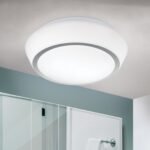 Plafoniera TENA, cu abajur din sticlă opal mat, E27 2x40W otel finisaj crom, 30cm IP44 ORION - imagine 3